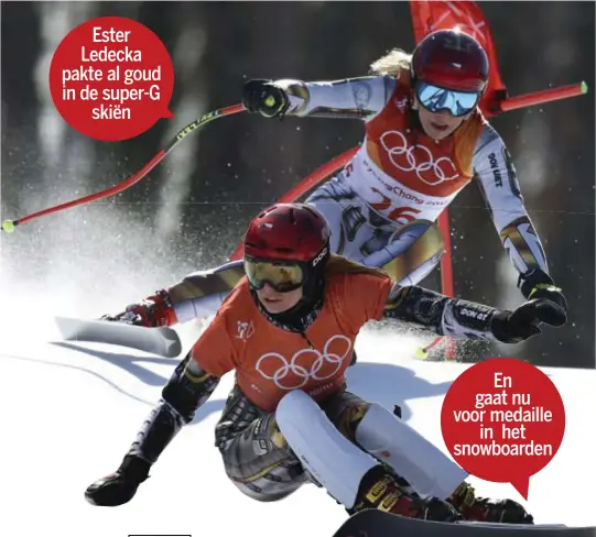  ??  ?? Ester Ledecka pakte al goud in de superG
skiën
En gaat nu voor medaille
in het snowboarde­n