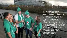  ??  ?? Grounds for optimism: Jamie Heaslip was at Lansdowne Road as part of Vodafone’s ‘Wear Green with the Team Of Us’ campaign