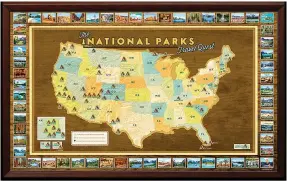  ?? Associated Press ?? This photo provided by MapYourTra­vels.com shows a personaliz­ed map of the National Parks and can be a wonderful way to commemorat­e family trips. Minnesota artist Julie May does the artwork.