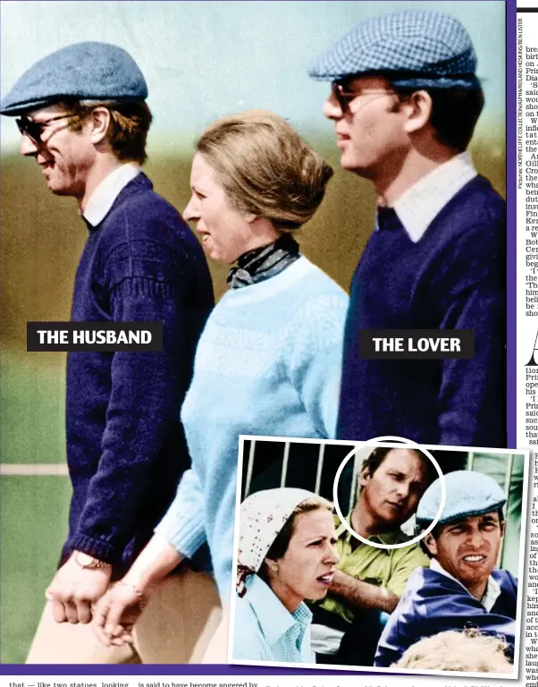  ??  ?? THE LOVER
By Bh her side: id Pt Peter C Cross with ith Princess P i Anne A and dM Mark k Phillips Philli i in 1980 (main picture). Inset (circled): At another event with them