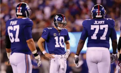  ??  ?? Eli Manning of the New York Giants has a 116-116 record in his NFL career. Photograph: Elsa/Getty Images