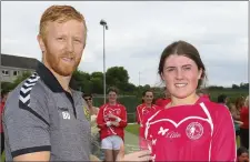  ??  ?? Player of the match Sophie Boxwell (Kilmore) with Barry Dempsey.