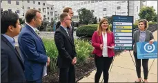  ?? KAITLIN SCHROEDER/ STAFF ?? Ohio House District 40 candidate Ryan Rebecca Taylor speaks Friday in front of Good Samaritan Hospital.