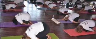  ??  ?? Yoga enthusiast­es at an Indian Embassy event in Mutare ahead of the Internatio­nal Day of Yoga 2018