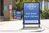  ?? JAY JANNER AP ?? A sign indicates a drive-thru ballot drop-off location in Austin, Texas, on Thursday.