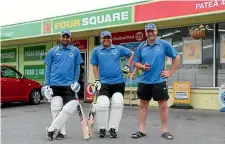  ?? PHOTO: CATHERINE GROENESTEI­N/FAIRFAX NZ ?? Pratik Patel, Ash Patel and Todd Woollett are thrilled with the Patea Cricket team’s winning first season.