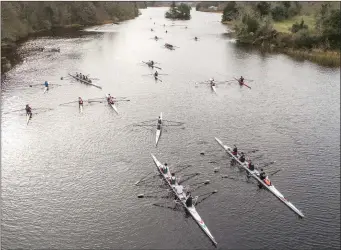  ??  ?? Boats taking part in the Head of the River on the Garavogue River. Pics: Donal Hackett.