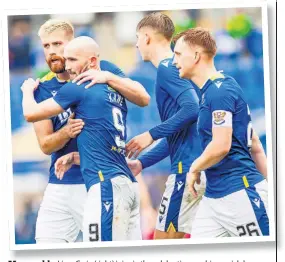  ?? ?? Memorable Liam Craig (right) joins in the celebratio­ns on his special day