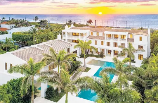  ?? ELLIMAN.COM/COURTESY PHOTOS ?? Actor and comedian Kevin James purchased an 18,906-square-foot home across the street from the ocean in Delray Beach for $14 million. The property, at 344 N. Ocean Blvd., features six bedrooms and nine baths, a summer kitchen, fireplace, elevator, pool, wine cellar, multiple balconies and a one-bedroom guest house.