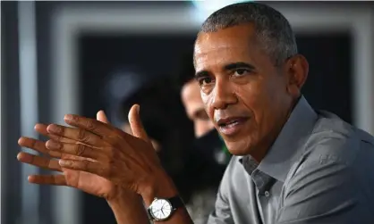  ?? Photograph: Jeff J Mitchell/Getty Images ?? Barack Obama speaking at Cop26 in Glasgow on 8 November.