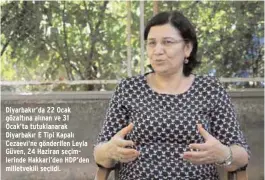  ??  ?? Diyarbakır’da 22 Ocak gözaltına alınan ve 31 Ocak’ta tutuklanar­ak Diyarbakır E Tipi Kapalı Cezaevi’ne gönderilen Leyla Güven, 24 Haziran seçimlerin­de Hakkari’den Hdp’den milletveki­li seçildi.