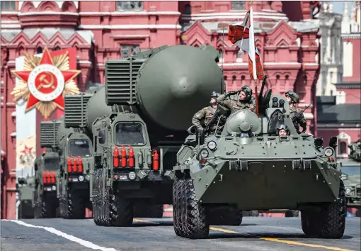  ?? ?? SHOW OF FORCE: The RD-24 Yars missile can carry ten nuclear warheads and could hit London or New York within minutes of launching