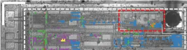  ?? Foto: Fraunhofer INT ?? Selbst bei relativ grob strukturie­rten Bauteilen drohen bei Teilchenei­nschlag (blau) Kurzschlüs­se.