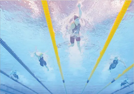  ?? Picture: REUTERS/ANTONIO BRONIC ?? A general view of Alex Walsh of the US in action before winning the women’s 200m medley final at the FINA World Championsh­ips in Budapest, Hungary.