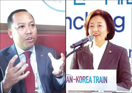  ?? NIEM CHHENG/ASEAN-KOREA CENTRE ?? Cambodian Ambassador to South Korea Long Dimanche (left) and South Korean Minister of SMEs and Startups Park Young-sun.