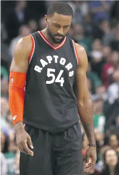  ?? MADDIE MEYER / GETTY IMAGES ?? Patrick Patterson and the Toronto Raptors didn’t lack for effort on Wednesday night, but the end result was still a road loss to the Boston Celtics.