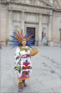  ?? Courtesy photo ?? Tanya Vigil dances in Santa Fe, Spain with the Taos Aztec dance group.