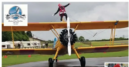  ??  ?? Pat Peacock ready for her charity wing walk for Beechwood and, right, with her certificat­e