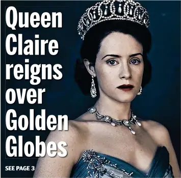  ??  ?? Flying the flag: Claire Foy, who plays the Queen in The Crown, heads the British nomination­s