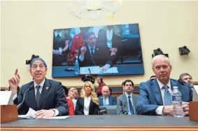  ?? CAROLYN KASTER/AP ?? Rep. Jamie Raskin, D-Md., left, joined by Sen. Ron Johnson, R-Wis., testifies Thursday during the House Judiciary subcommitt­ee hearing.