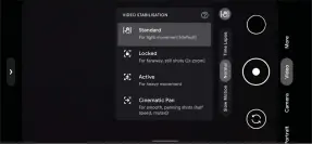  ??  ?? The Pixel 5’s video stabilizat­ion options.