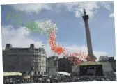  ??  ?? Balloons released over the crowds gathered to celebrate St Patrick’ s Day in Trafalgar Square