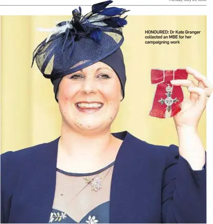  ??  ?? HONOURED: Dr Kate Granger collected an MBE for her campaignin­g work