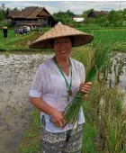  ??  ?? Justine Tyerman at Living Land Farm, a rice paddy and organic farm near Luang Prabang.