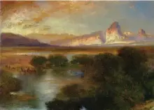  ??  ?? Thomas Moran (1837-1926), Green River in Wyoming, 1899. Oil, 103/8 x 14 in. Courtesy C.M. Russell Museum. Estimate: $750/950,000