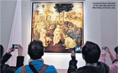  ??  ?? Leonardo da Vinci’s Adoration Of The Three Wise Men at the Uffizi Gallery, in Florence, Italy.