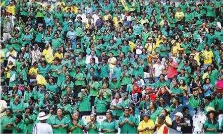  ??  ?? Outpouring of joy: African National Congress supporters cheering before the start of their party’s 100th anniversar­y celebratio­ns in Bloemfonte­in, South Africa, yesterday. — AP