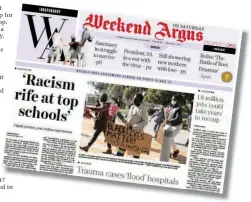  ??  ?? THE front page of the Weekend Argus published for June 6 to 7 this year.