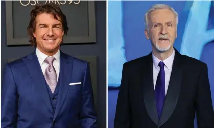  ?? Composite: REX/Shuttersto­ck/Rob Latour/Isabel Infantes/AFP/Getty Images ?? Tom Cruise (L) and James Cameron (R), who did not turn up for the Oscars this year – and became a target for host Jimmy Kimmel.