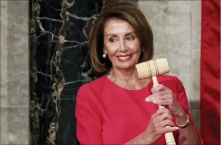  ?? CAROLYN KASTER — THE ASSOCIATED PRESS ?? House Speaker Nancy Pelosi of California holds the gavel after at the Capitol in Washington, Thursday.