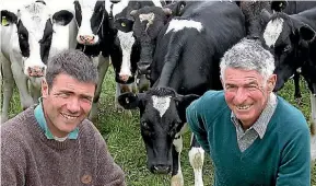  ?? JON MORGAN/FAIRFAX NZ ?? Nathan and Malcolm Guy on their Koputaroa farm in 2003. Malcom Guy died on Saturday, aged 80.