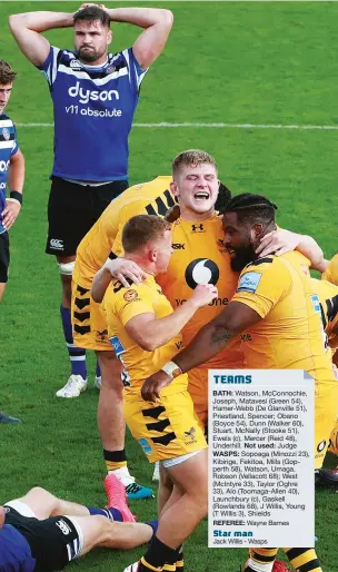  ?? PICTURE: Getty Images ?? Done it: Wasps celebrate after their late penalty try