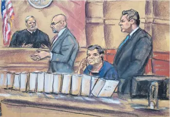  ?? /EFE ?? El capo mexicano Joaquín ‘El Chapo’ Guzmán, en la corte de Brooklyn.