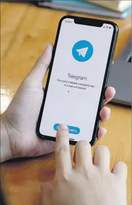  ?? ALAMY ?? Aplicación de Telegram abierta en un móvil.