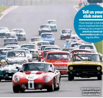  ??  ?? Donington’s classic grids will be in full voice again in May.