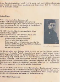 ?? FOTO: GEMEINDE BODNEGG ?? So sah der Vorschlag mit dem Text des Historiker­s Wolf-Ulrich Strittmatt­er aus, über den der Bodnegger Gemeindera­t in seiner aktuellen Sitzung beraten hat.