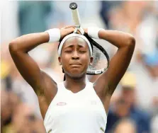  ?? ?? COCO Gauff, 15, cries after beating Venus Williams at Wimbledon. A huge fan of Beyonce and Rihanna, she was also the youngest US Open junior finalist at 13. | Reuters