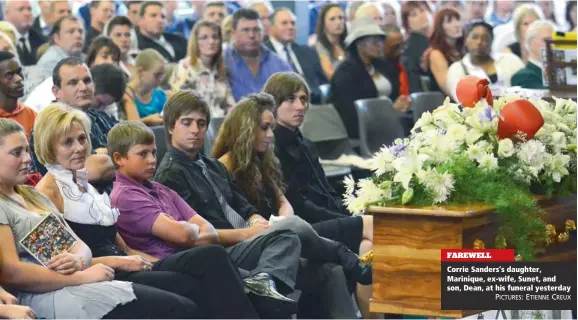  ?? PICTURES: ETIENNE CREUX ?? FAREWELL Corrie Sanders’s daughter, Marinique, ex-wife, Sunet, and son, Dean, at his funeral yesterday