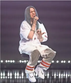  ?? URS FLUEELER/EPA-EFE ?? Billie Eilish performs during the Swiss Music Awards ceremony in Lucerne, Switzerlan­d, in February.