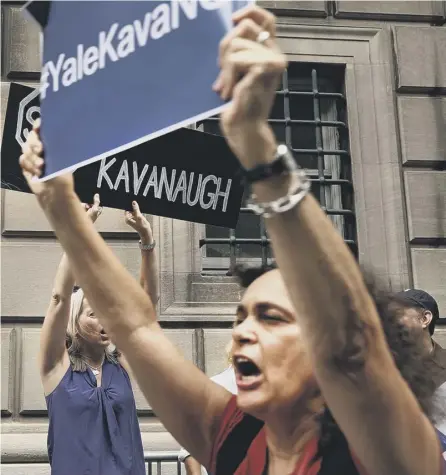  ?? PICTURE: SPENCER PLATT/GETTY ?? 0 Protesters oppose the confirmati­on of Brett Kavanagh as a US Supreme Court judge