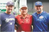  ?? Courtesy / Ron Myers ?? Orioles manager Brandon Hyde (right), then of the Cubs, stands with Ron Myers (middle), his coach at Santa Rosa JC, and Brewers coach Jason Lane, who also played at the school.