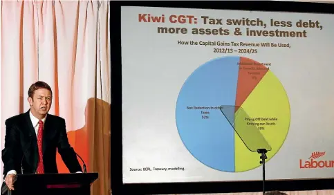  ?? PHIL REID/STUFF ?? Former Labour finance minister David Cunliffe proposed a broad-based capital gains tax in 2011 and the debate is showing no sign of going away just yet.