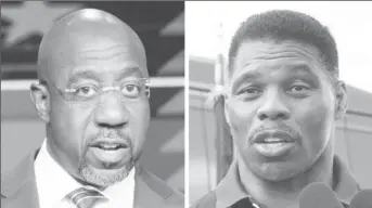  ?? ?? Raphael Warnock (left) and Herschel Walker