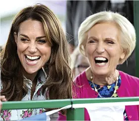  ??  ?? Merry wives of Wisley...the Duchess of Cambridge laughs with Mary Berry