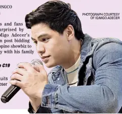  ?? PHOTOGRAPH COURTESY OF IG/MIGO.ADECER ?? MIGO Adecer quits showbiz to be closer to his family.