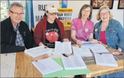  ?? SUBMITTED PHOTO ?? Eldon King, Stacy Toms, Lucy Robbins and Sylvia Teasdale are some of the members of the Rural Coalition of P.E.I. who worked to ensure people had a chance to have their say by signing an objection form regarding proposed amalgamati­on in Three Rivers.